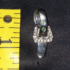 925 Sterling Silver Fancy Sapphire Belt Buckle Pendant